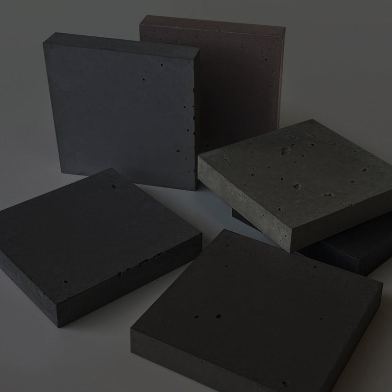 Samples of concrete wall panels and 3d tiles - FLOAT concrete