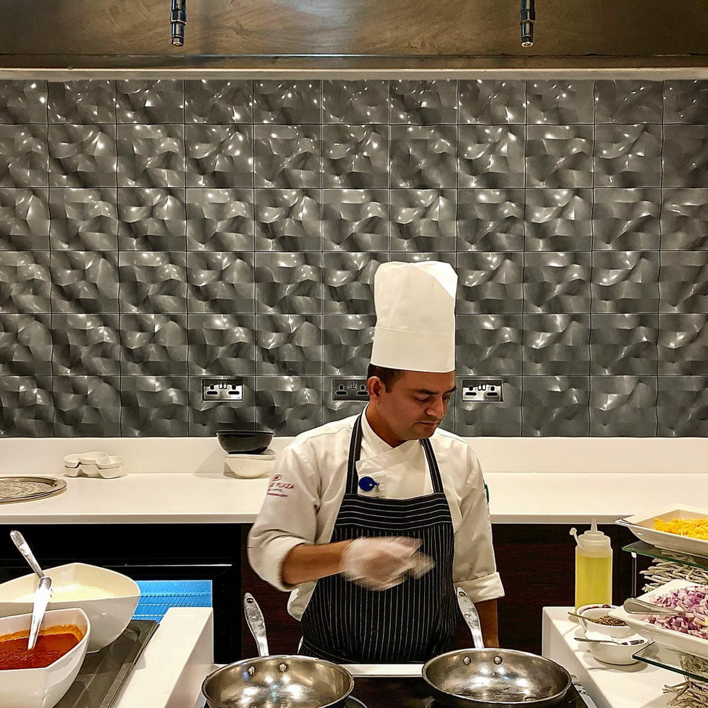 3D concrete design featured in the restaurant at Doha International Airport, offering a striking and modern aesthetic.