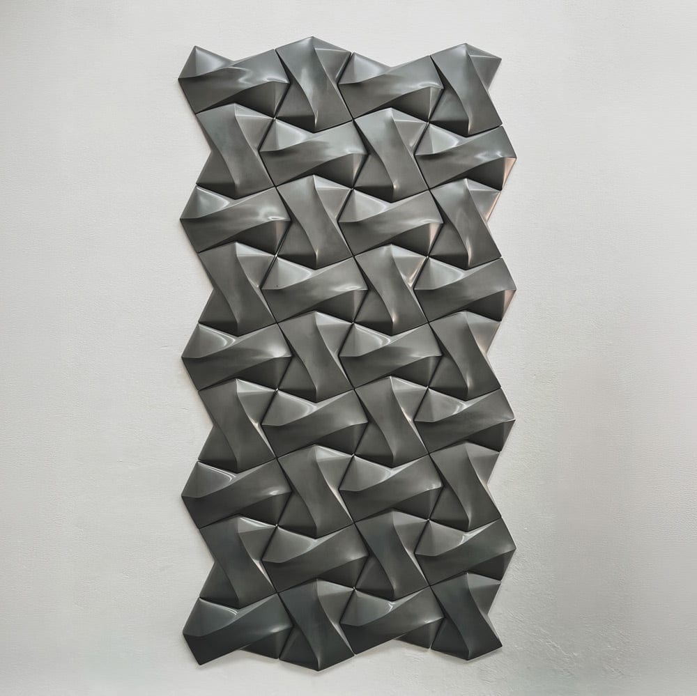 Dynamic 3D tile featuring geometric patterns, creating depth and texture for a striking modern interior look