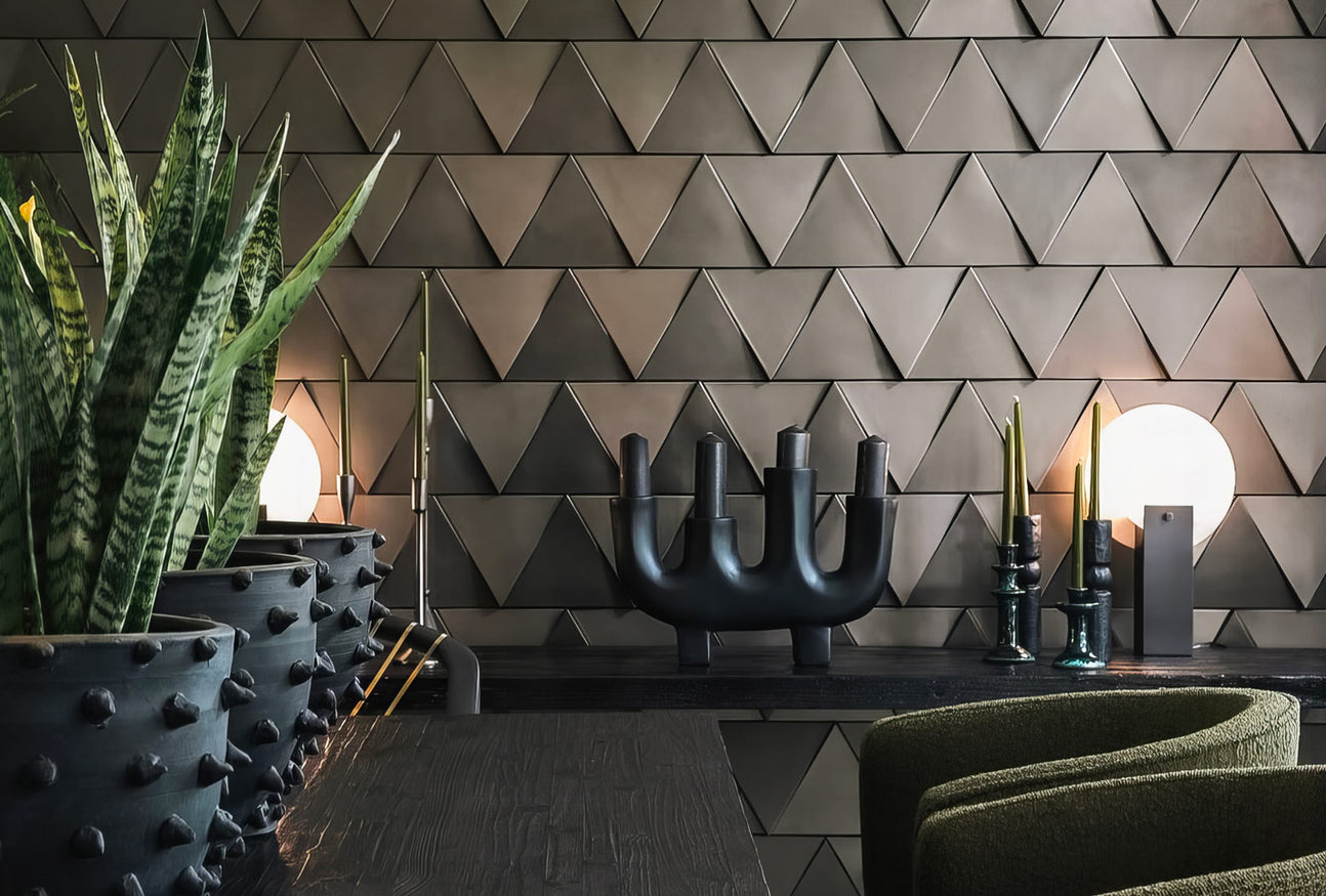 3D wall tiles in a modern space, adding striking visuals and texture to enhance the overall aesthetic appeal