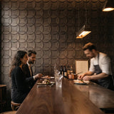 3D tiles for wall Adapt concrete feature wall in intimate restaurant dining space - FLOAT concrete