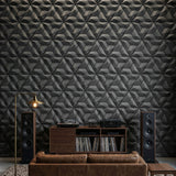 3D concrete wall tiles Tangent on a modern living room feature wall - FLOAT Concrete