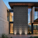 Modern house exterior with geometric patterned wall, 3d tiles for walls - FLOAT concrete