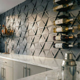 3D tiles for walls in Modern bar with geometric wall design and wine bottles. - FLOAT concrete