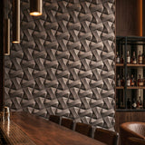3D concrete wall tiles Kraken used as a feature wall in modern bar interior - FLOAT concrete