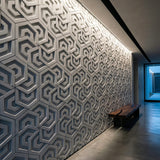 3D concrete wall tiles Symmetry used as a feature wall in modern hallway interior - FLOAT concrete
