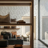 3D concrete wall tiles Symmetry used as a feature wall in luxury retail design - FLOAT concrete