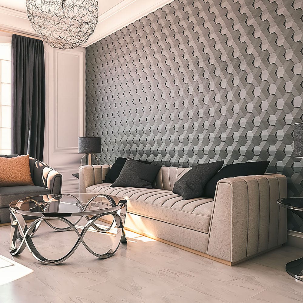 Chic wall cladding with intricate 3D details, designed to add visual interest and a modern edge to walls in both residential and commercial settings