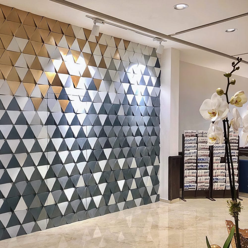 accent wall panel for a striking feature wall in new modern architecture at Kuwait International Airport