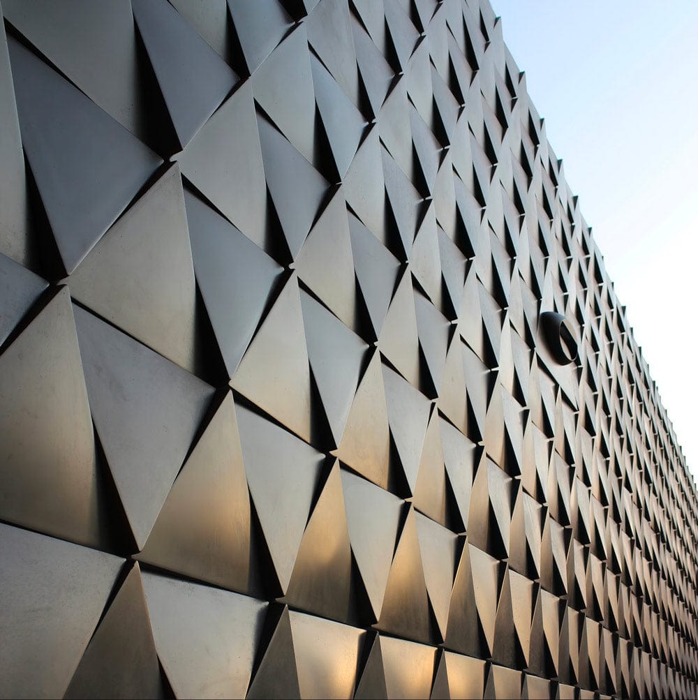 triangular-shaped concrete panels for exterior walls in modern architectural design United States