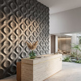 Modern interior design featuring concrete tile with a decorative and a reception desk. - FLOAT Concrete