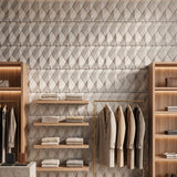 3D concrete wall tiles Tangent used as a feature wall in modern retail design - FLOAT Concrete