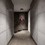 Hallway clad in textured concrete wall panels – FLOAT Concrete