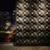 Modern wall accents with sleek concrete tiles and a stunning Miami cityscape view, blending contemporary design with urban elegance