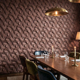 3D concrete wall tiles Tangent coral feature wall in moody dining room interior - FLOAT Concrete